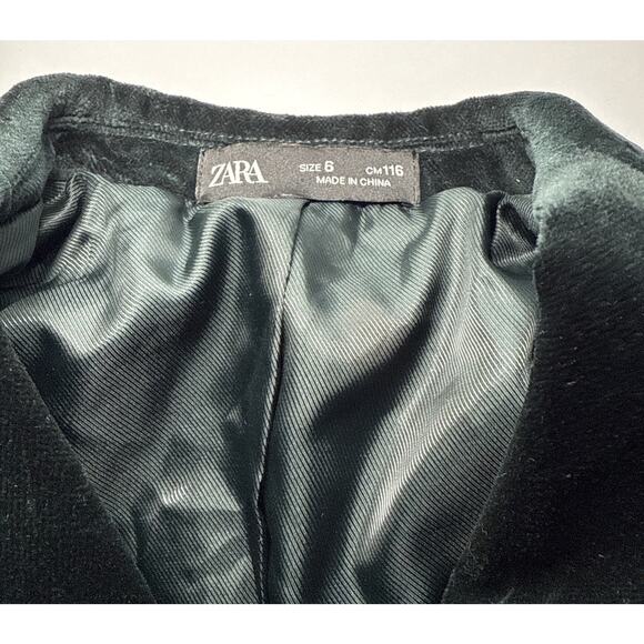 Zara Boys Velvet Suit Jacket Blazer Green Size 6 Christmas - Picture 4 of 5